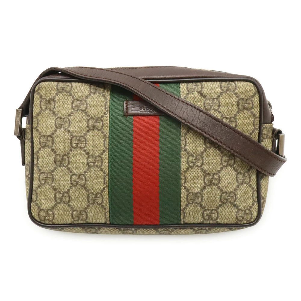 Gucci GG Supreme Plus Sherry Crossbody Bag Beige Brown Cream